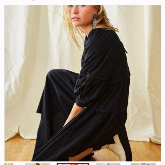 ⭐️NWOT Free People Syd Poplin MIDI Dress with Puff Sleeves⭐️ - Picture 3 of 9